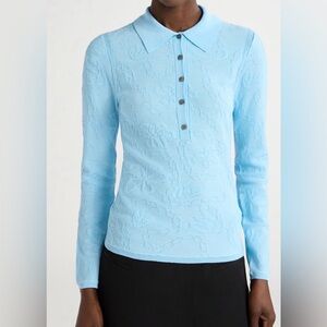 Scoop Women's Fitted Jacquard Open Henley Polo Shirt